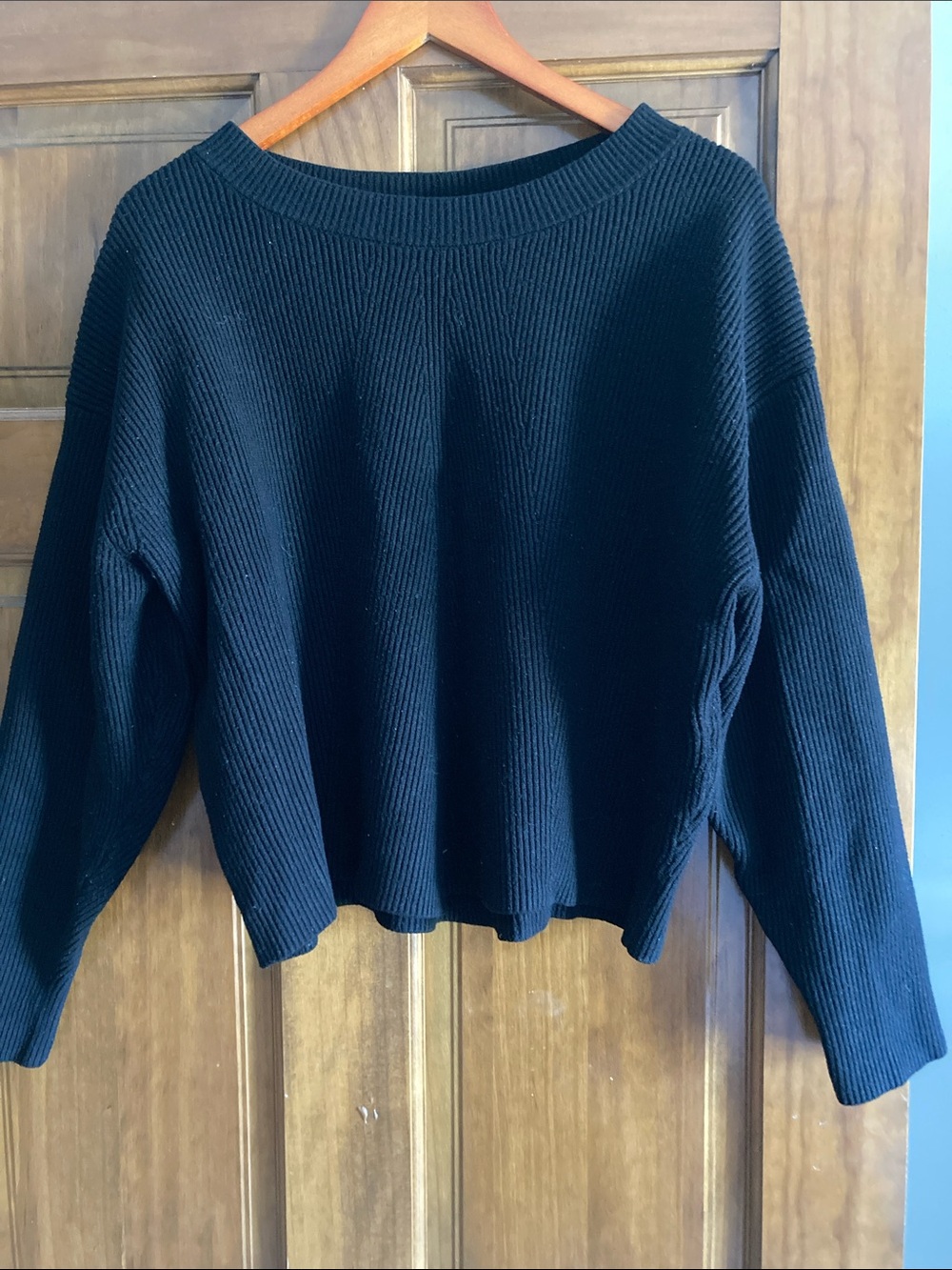 Zara Black Ribbed Crewneck Sweater
